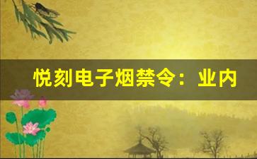 悦刻电子烟禁令：业内专家如何解读